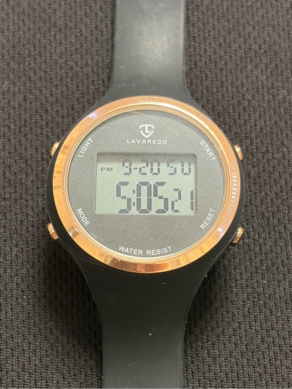 Black Digital Sports Watch with Rose Gold Trim
